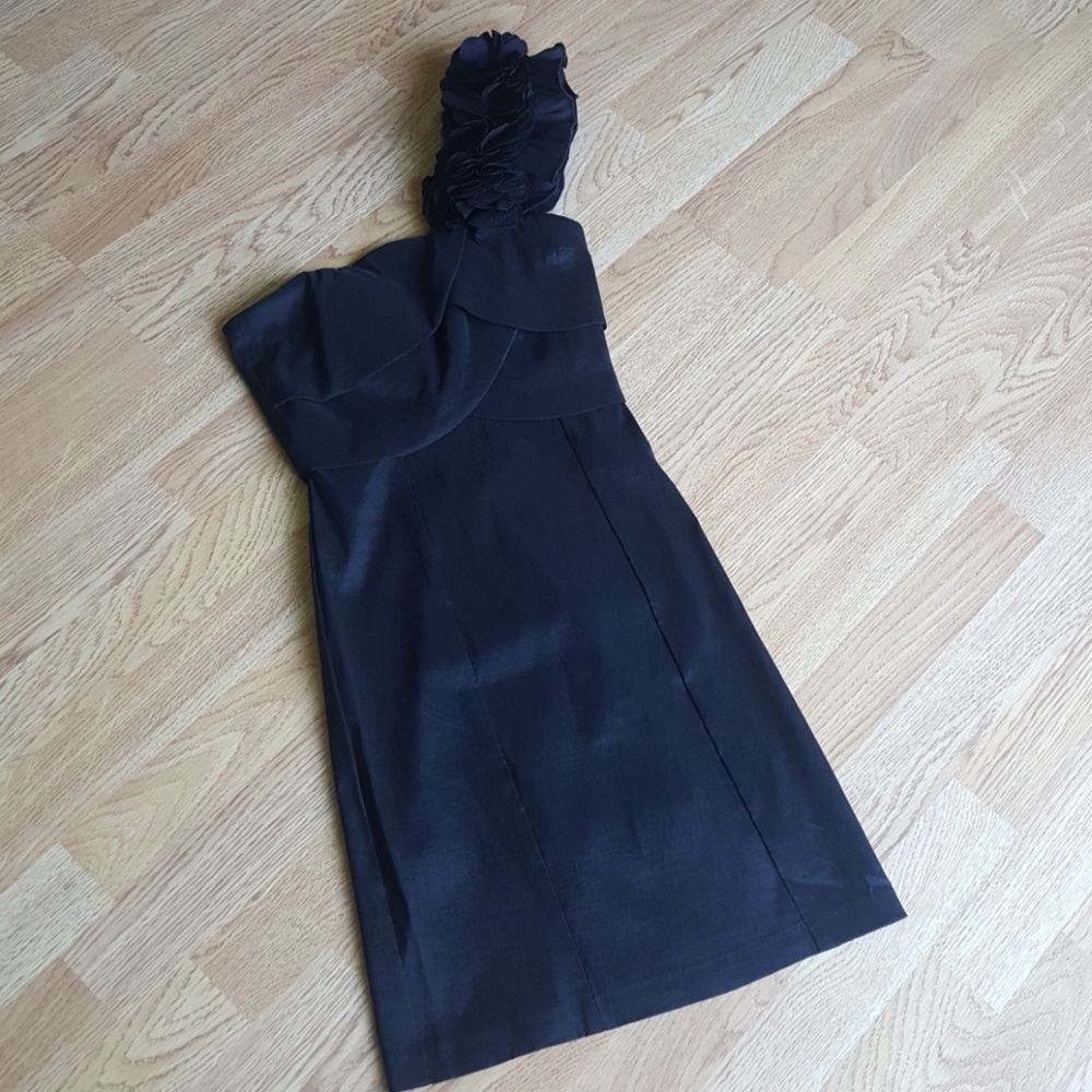 One shoulder party dress shimmer black Wmn 0